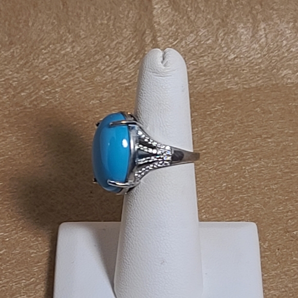 NEW Premium Arizona Sleeping Beauty Turquoise & Zircon Ring Size 6 - Picture 7 of 14